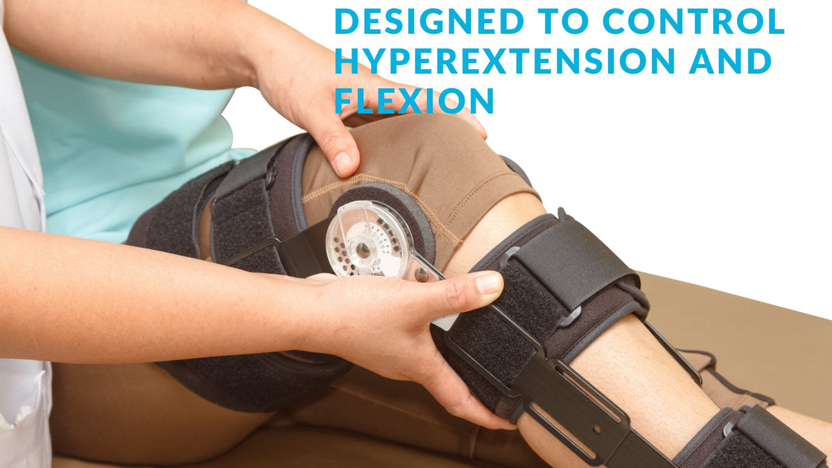 hinged knee brace for hyperextension and extension