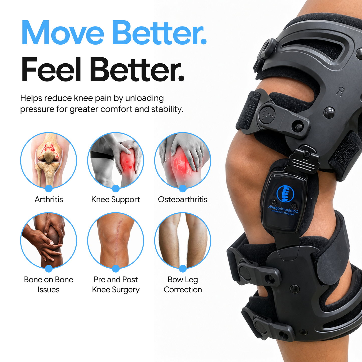 Buckle&Tune OA Unloader Knee Brace for Medial Lateral Arthritis Support
