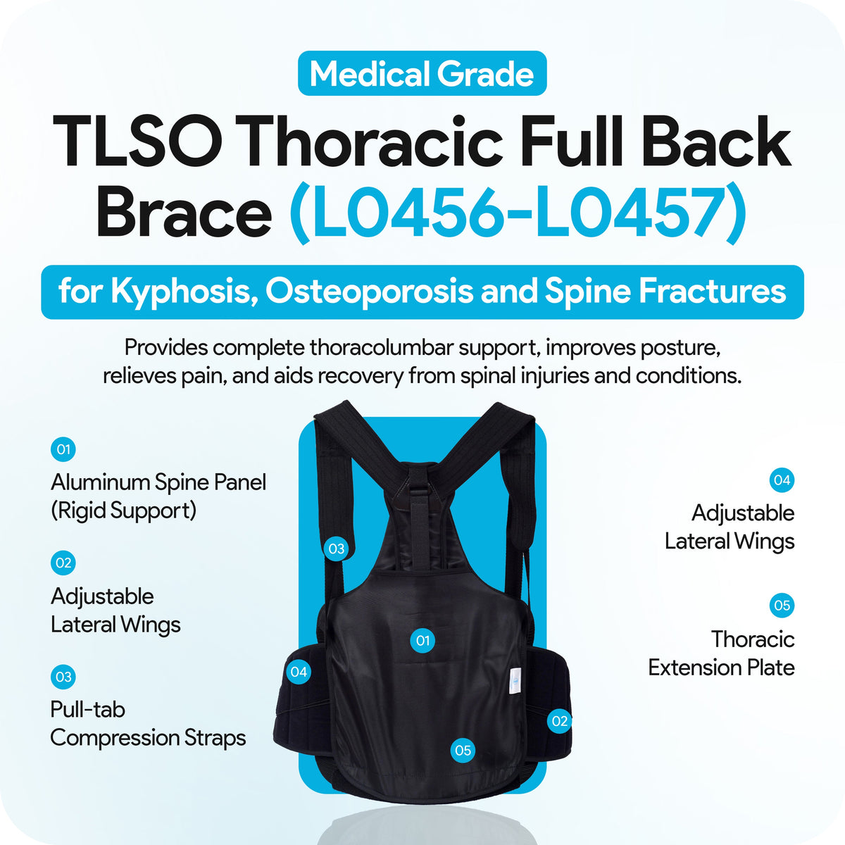Comfyorthopedic TLSO Thoracic Full Back Brace L0456/L0457 - Comfyorthopedic