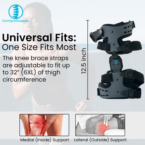 OA Unloader Knee Brace Support Lateral/Medial. Black with Built - in Hex Key (L1851/L1843) - Comfyorthopedic