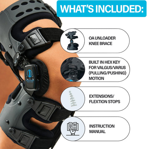 OA Unloader Knee Brace Support Lateral/Medial. Black with Built - in Hex Key (L1851/L1843) - Comfyorthopedic