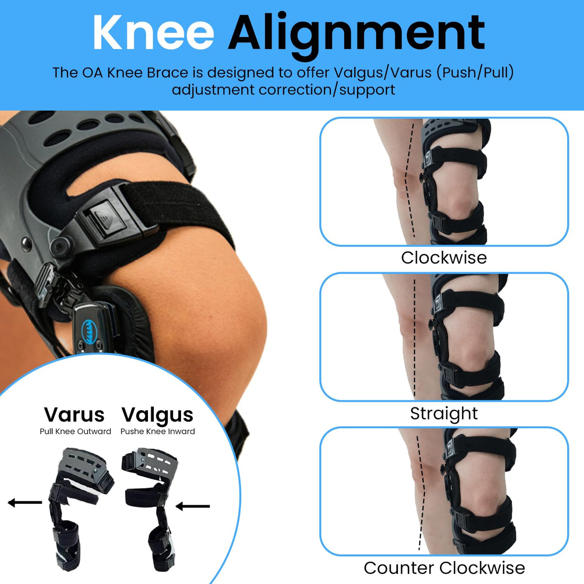 OA Unloader Knee Brace Support Lateral/Medial. Black with Built - in Hex Key (L1851/L1843) - Comfyorthopedic