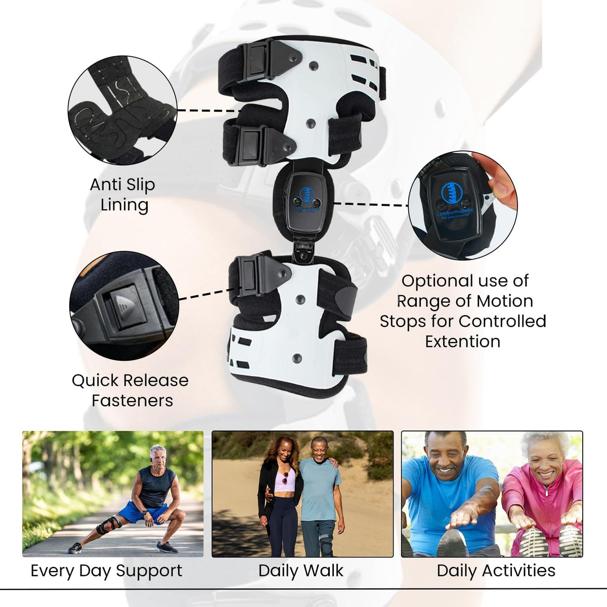 UPGRADED OA Unloader Knee Brace, Medial Arthritis Pain & Osteoarthritis Offloader, Best Bone on Bone Cartilage Joint Support L1851 L1843 Built - in Hex Key - Comfyorthopedic