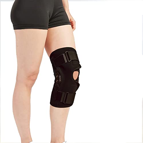 Hyperextension Hinged Knee Brace Sleeve with Adjustable Flexion & Extension ROM Dials - Comfyorthopedic