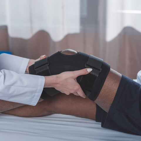 Hyperextension Hinged Knee Brace Sleeve with Adjustable Flexion & Extension ROM Dials - Comfyorthopedic