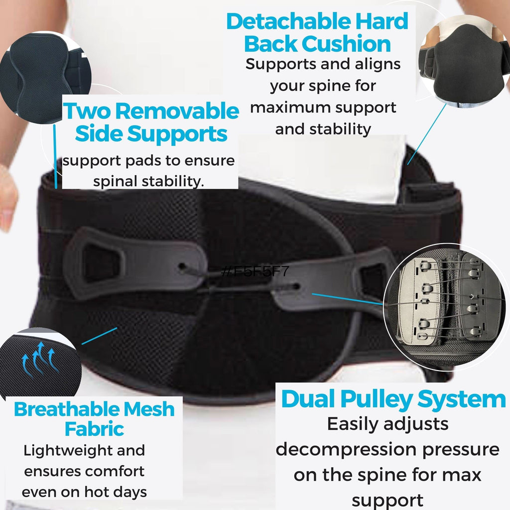 Aspen Lumbar Support Back Brace w/ Patented Pulley Tightening